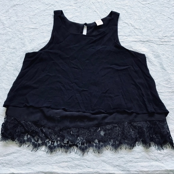 Paper Crane Tops - Paper Crane Black Lace Crop Top Tank Top Blouse
